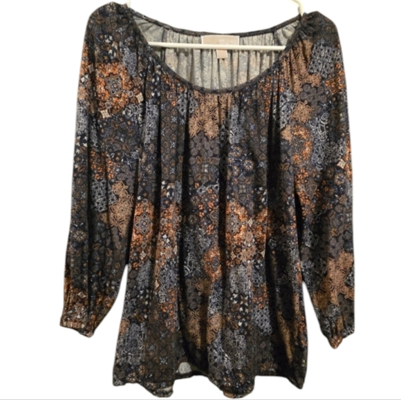 Michael Kors Blue/Orange Floral Blouse - Picture 1 of 10